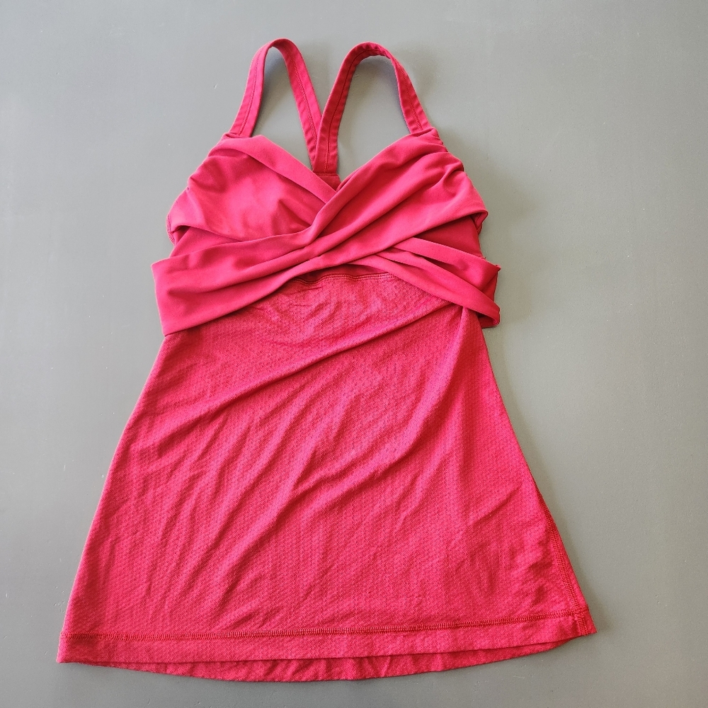 Lululemon Wrap It Up Tank Top Red Burgundy Womens Size 4 Athletic Yoga Padded